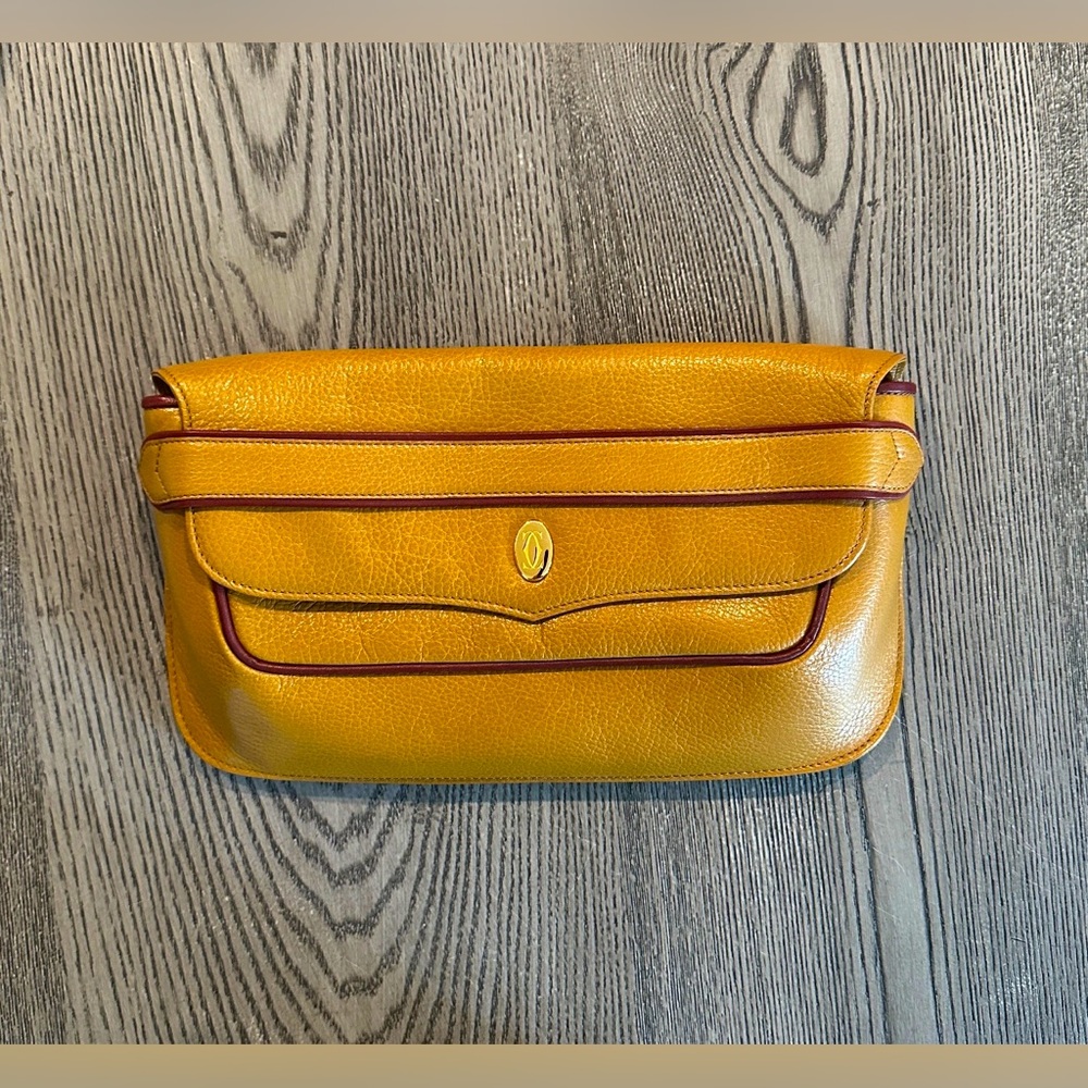 Yellow Leather Cartier Clutch